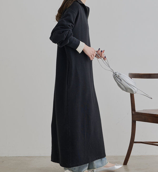  「ハーフジップスウェットワンピース」|ワンピース|