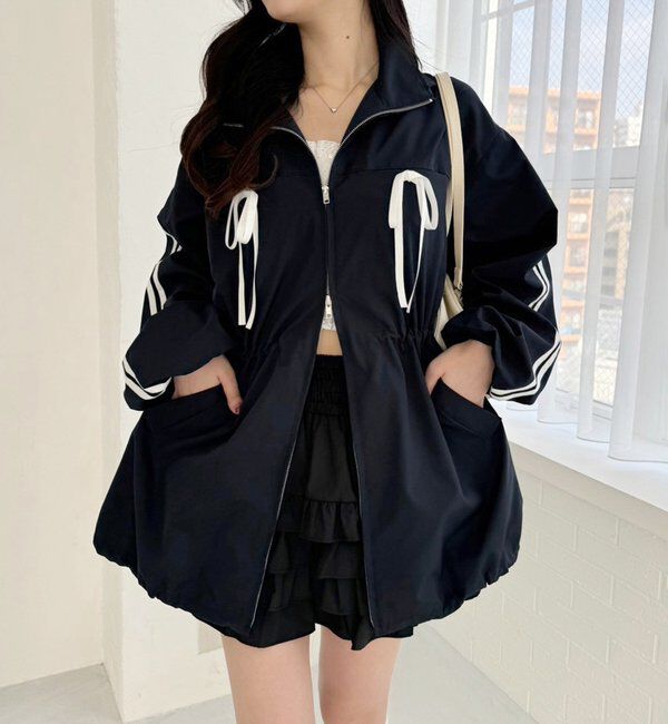  「サイドラインリボンブルゾン」|ダウンベスト・ベスト|