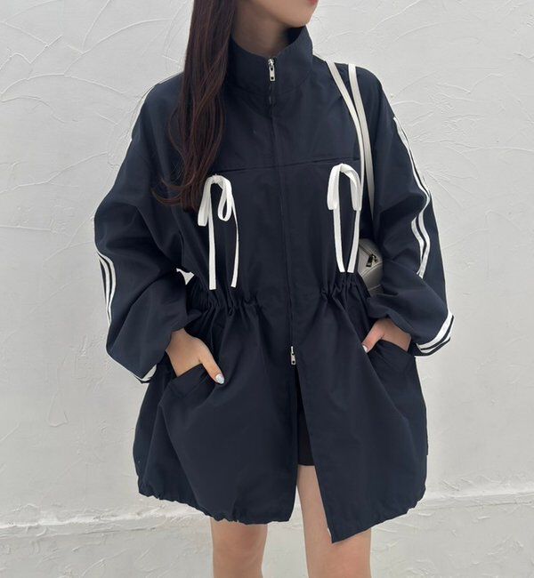  「サイドラインリボンブルゾン」|ダウンベスト・ベスト|ネイビー