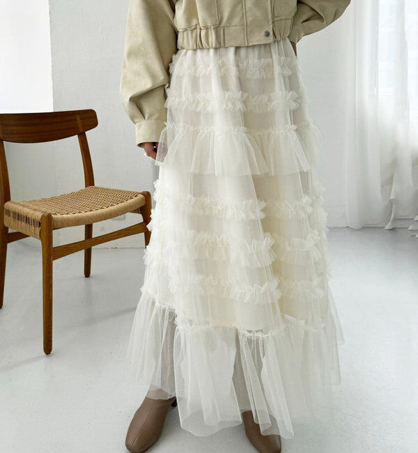  「フリルチュールロングスカート」|スカート|