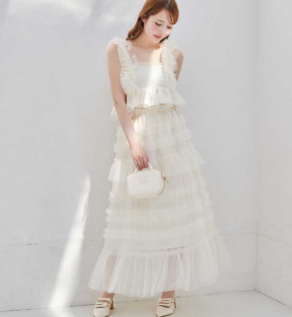  「フリルチュールロングスカート」|スカート|