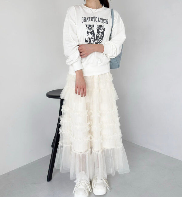  「フリルチュールロングスカート」|スカート|