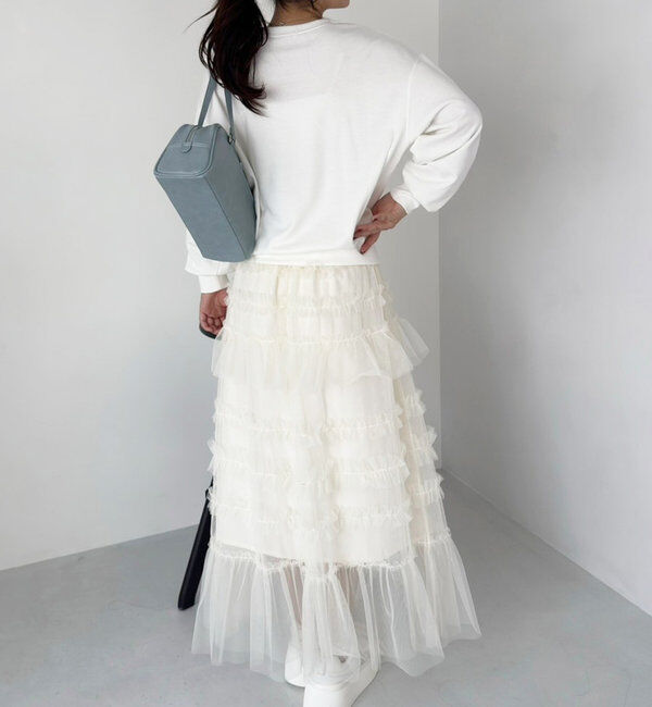  「フリルチュールロングスカート」|スカート|