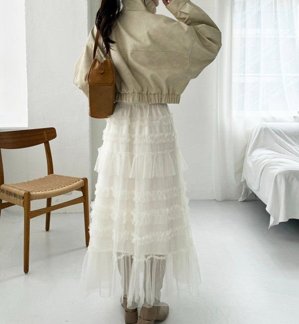  「フリルチュールロングスカート」|スカート|