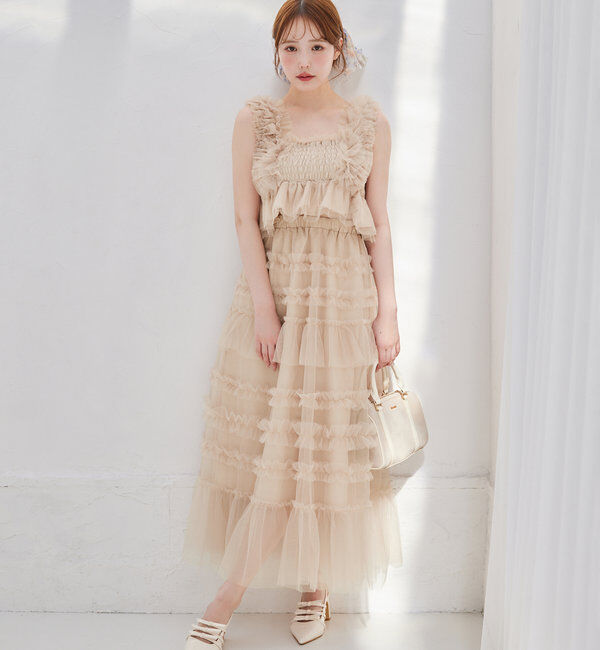  「フリルチュールロングスカート」|スカート|