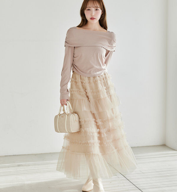  「フリルチュールロングスカート」|スカート|