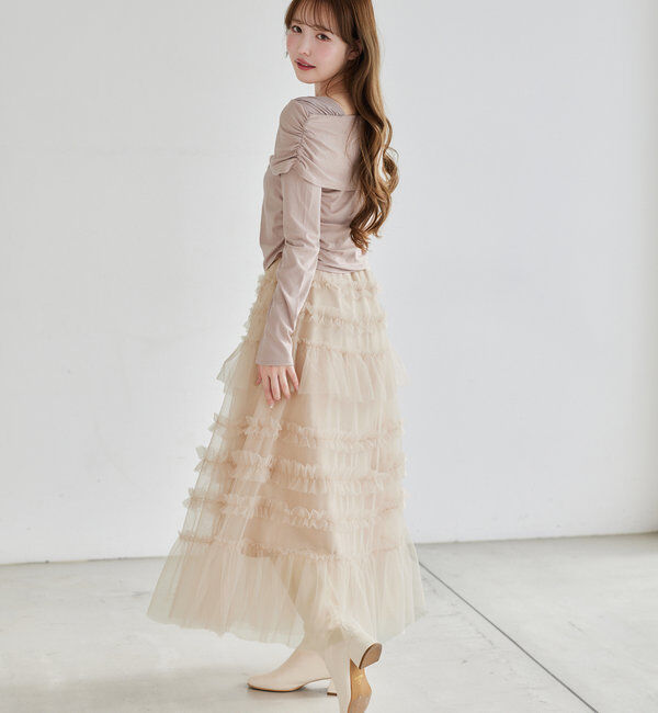  「フリルチュールロングスカート」|スカート|