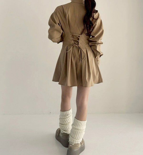  「マイナス5キロ見えレースアップシャツチュニック」|シャツ・ブラウス|