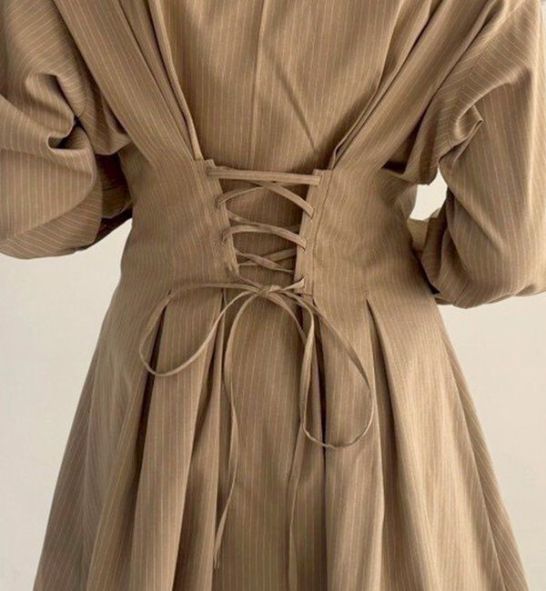  「マイナス5キロ見えレースアップシャツチュニック」|シャツ・ブラウス|