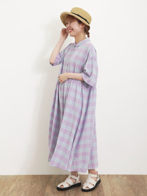 Samansa Mos2「【Sサイズ / WEB限定】【イージーケア】柄アソートリネン混シャツワンピース」|ワンピース|