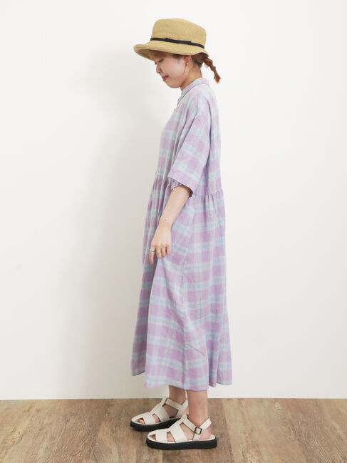 Samansa Mos2「【Sサイズ / WEB限定】【イージーケア】柄アソートリネン混シャツワンピース」|ワンピース|