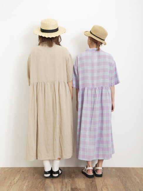 Samansa Mos2「【Sサイズ / WEB限定】【イージーケア】柄アソートリネン混シャツワンピース」|ワンピース|