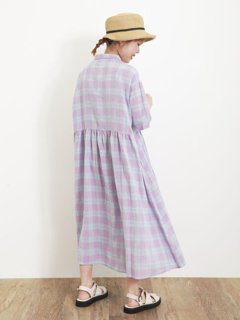 Samansa Mos2「【Sサイズ / WEB限定】【イージーケア】柄アソートリネン混シャツワンピース」|ワンピース|