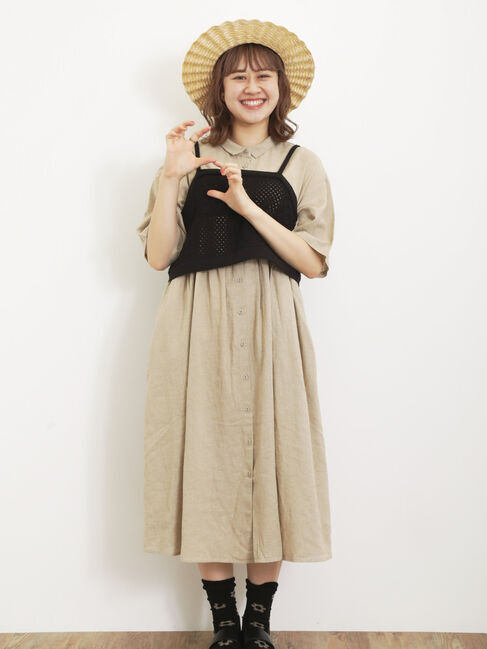 Samansa Mos2「【Sサイズ / WEB限定】【イージーケア】柄アソートリネン混シャツワンピース」|ワンピース|