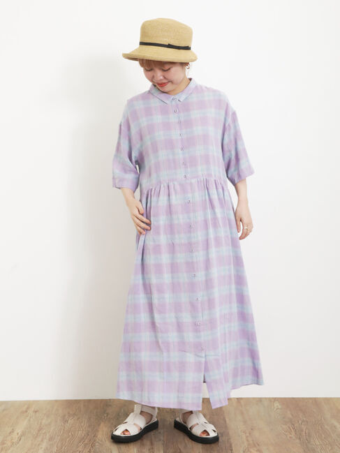 Samansa Mos2「【Sサイズ / WEB限定】【イージーケア】柄アソートリネン混シャツワンピース」|ワンピース|