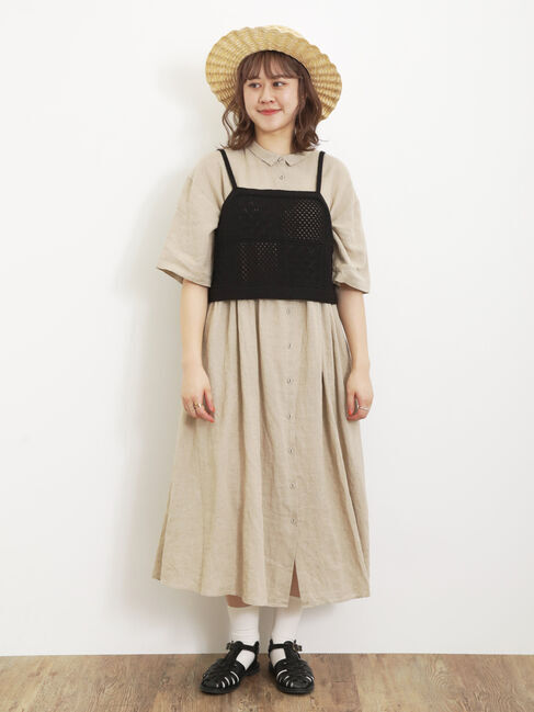 Samansa Mos2「【Sサイズ / WEB限定】【イージーケア】柄アソートリネン混シャツワンピース」|ワンピース|