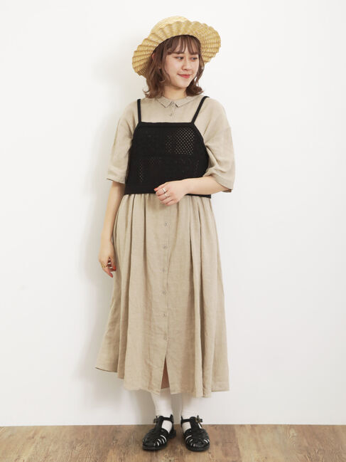 Samansa Mos2「【Sサイズ / WEB限定】【イージーケア】柄アソートリネン混シャツワンピース」|ワンピース|