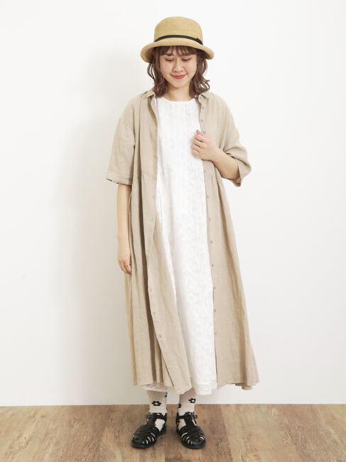 Samansa Mos2「【Sサイズ / WEB限定】【イージーケア】柄アソートリネン混シャツワンピース」|ワンピース|