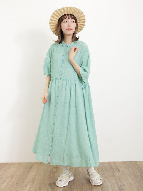 Samansa Mos2「【Sサイズ / WEB限定】【イージーケア】柄アソートリネン混シャツワンピース」|ワンピース|