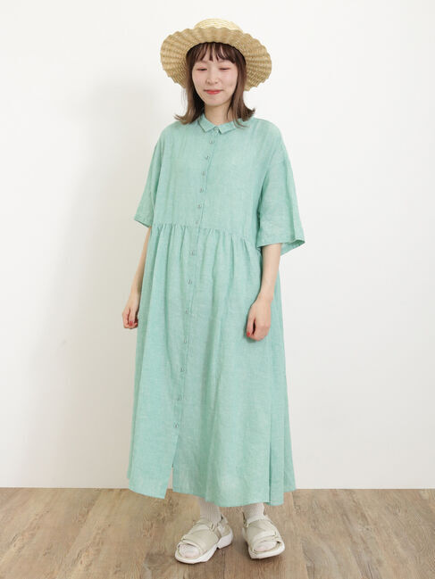 Samansa Mos2「【Sサイズ / WEB限定】【イージーケア】柄アソートリネン混シャツワンピース」|ワンピース|