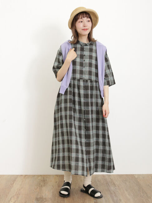 Samansa Mos2「【Sサイズ / WEB限定】【イージーケア】柄アソートリネン混シャツワンピース」|ワンピース|