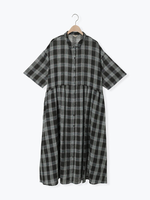 Samansa Mos2「【Sサイズ / WEB限定】【イージーケア】柄アソートリネン混シャツワンピース」|ワンピース|