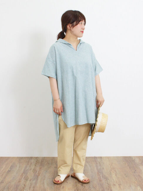 Samansa Mos2「【クールコットン】柄アソートスキッパーチュニック」|シャツ・ブラウス|