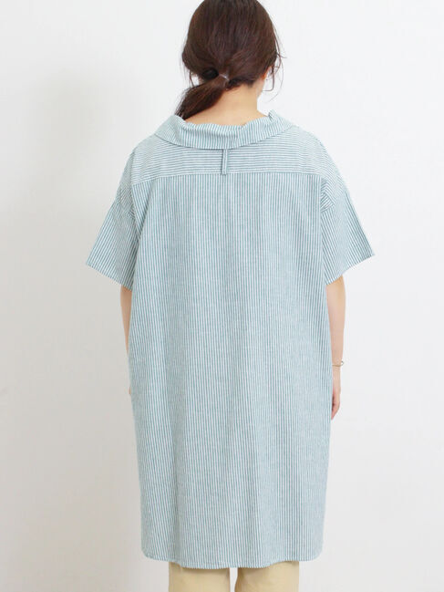 Samansa Mos2「【クールコットン】柄アソートスキッパーチュニック」|シャツ・ブラウス|