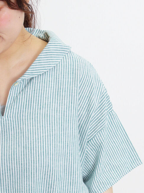 Samansa Mos2「【クールコットン】柄アソートスキッパーチュニック」|シャツ・ブラウス|