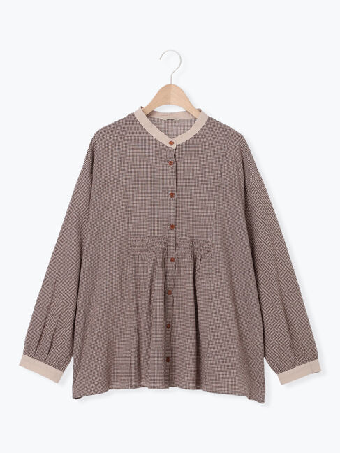 Samansa Mos2「ウエストシャーリングクレリックブラウス」|シャツ・ブラウス|ブラウン