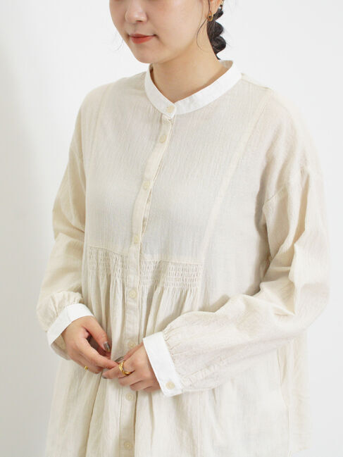 Samansa Mos2「ウエストシャーリングクレリックブラウス」|シャツ・ブラウス|