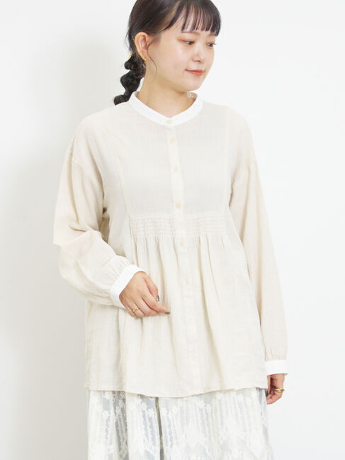 Samansa Mos2「ウエストシャーリングクレリックブラウス」|シャツ・ブラウス|