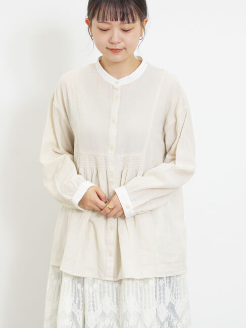 Samansa Mos2「ウエストシャーリングクレリックブラウス」|シャツ・ブラウス|