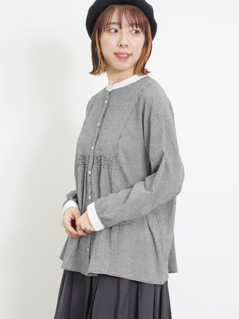 Samansa Mos2「ウエストシャーリングクレリックブラウス」|シャツ・ブラウス|