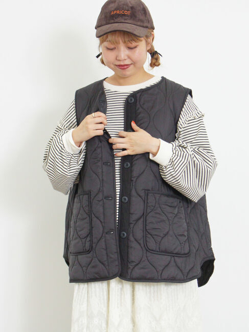 Samansa Mos2「ライトキルティングベスト」|ダウンベスト・ベスト|ブラック