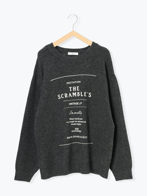 Samansa Mos2 blue「◎プリント起毛ニットプルオーバー」|ニット・セーター|