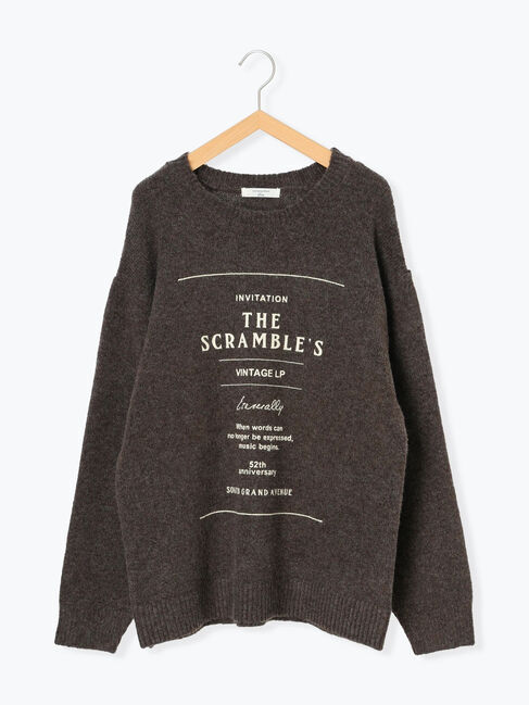 Samansa Mos2 blue「◎プリント起毛ニットプルオーバー」|ニット・セーター|