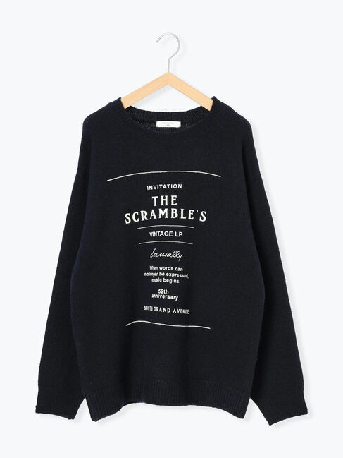 Samansa Mos2 blue「◎プリント起毛ニットプルオーバー」|ニット・セーター|