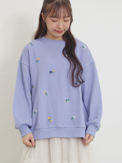 Samansa Mos2「小花刺繍スウェット」|Tシャツ・カットソー|