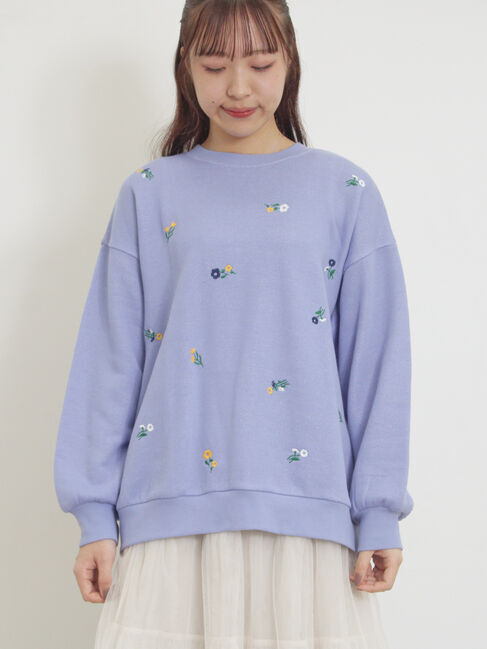 Samansa Mos2「小花刺繍スウェット」|Tシャツ・カットソー|