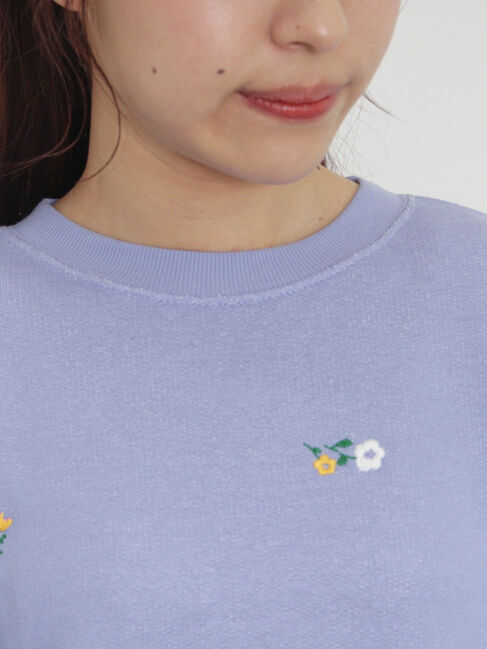 Samansa Mos2「小花刺繍スウェット」|Tシャツ・カットソー|