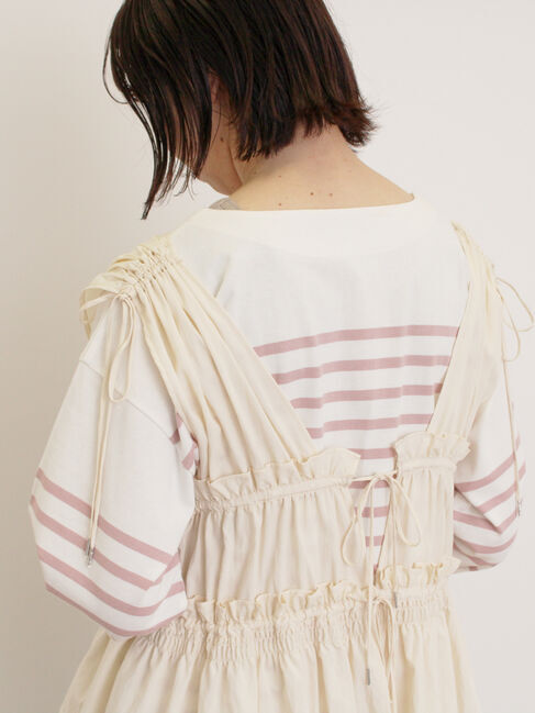 Samansa Mos2「前後2WAYシャーリングリボンベスト」|ダウンベスト・ベスト|