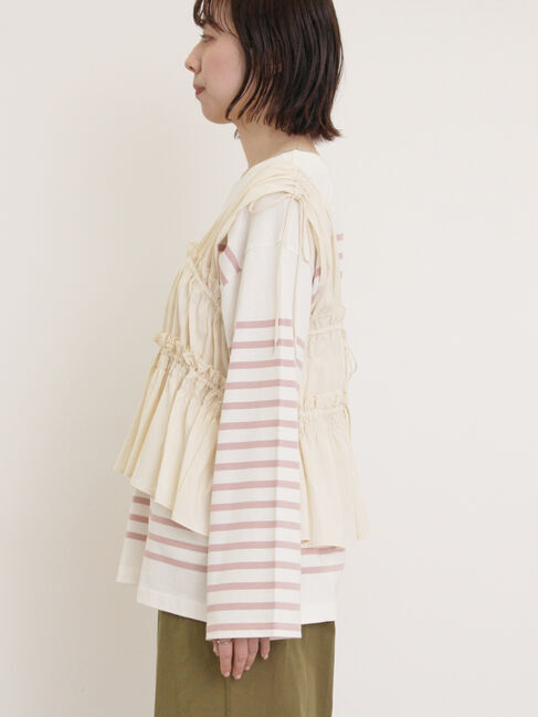 Samansa Mos2「前後2WAYシャーリングリボンベスト」|ダウンベスト・ベスト|