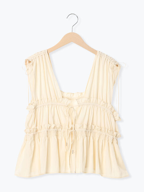 Samansa Mos2「前後2WAYシャーリングリボンベスト」|ダウンベスト・ベスト|