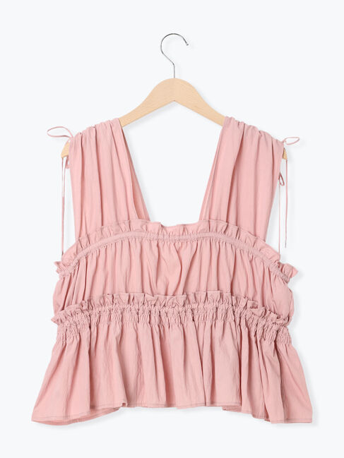 Samansa Mos2「前後2WAYシャーリングリボンベスト」|ダウンベスト・ベスト|