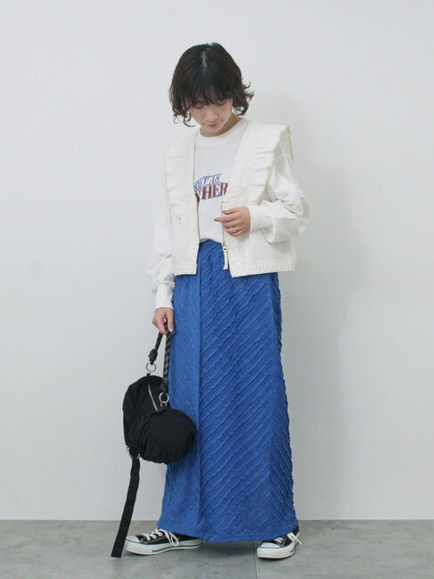 Samansa Mos2 blue「バイアスフリルカットスカート」|スカート|