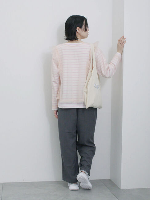 Samansa Mos2 blue「2wayラメチュールフリルプルオーバー」|Tシャツ・カットソー|