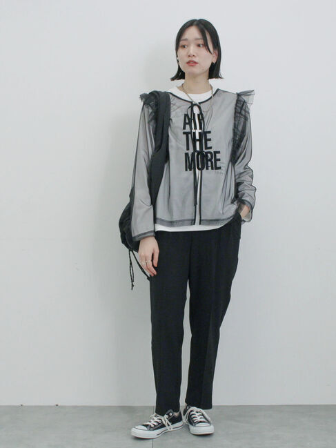 Samansa Mos2 blue「2wayラメチュールフリルプルオーバー」|Tシャツ・カットソー|