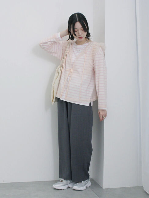 Samansa Mos2 blue「2wayラメチュールフリルプルオーバー」|Tシャツ・カットソー|