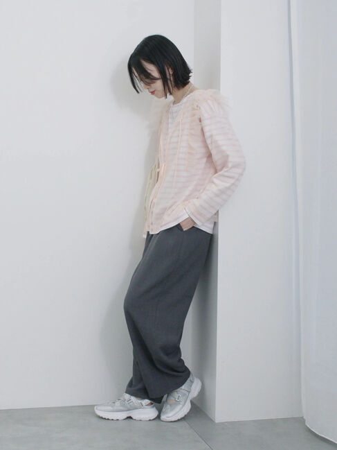 Samansa Mos2 blue「2wayラメチュールフリルプルオーバー」|Tシャツ・カットソー|